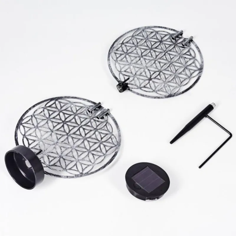 Luminaires Orientaux-hofstein lampe solaire Mésan LED Noir, Argenté, 1 lumière