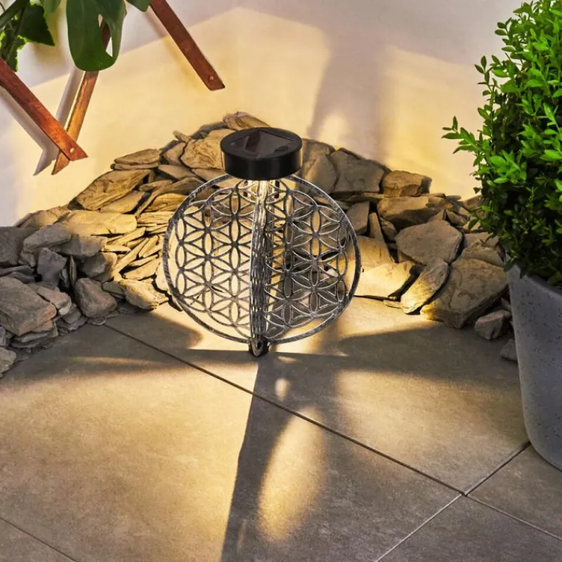 Luminaires Orientaux-hofstein lampe solaire Mésan LED Noir, Argenté, 1 lumière