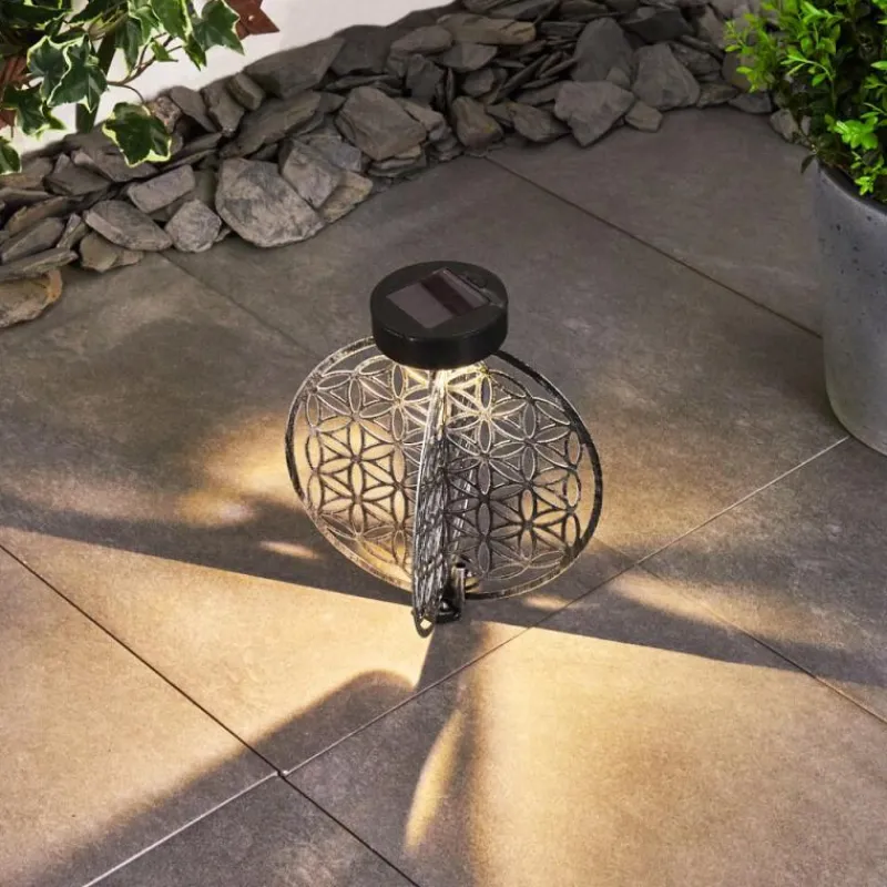 Luminaires Orientaux-hofstein lampe solaire Mésan LED Noir, Argenté, 1 lumière