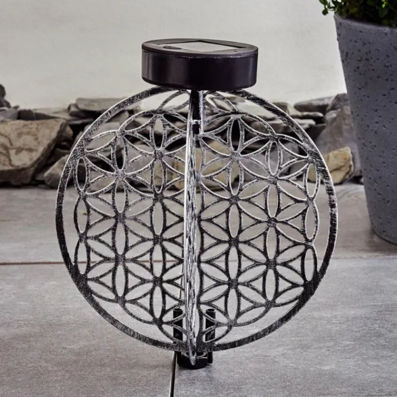 Luminaires Orientaux-hofstein lampe solaire Mésan LED Noir, Argenté, 1 lumière