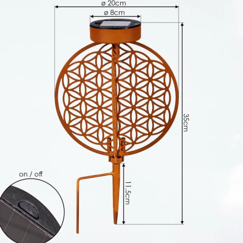 Luminaires Orientaux-hofstein lampe solaire Mésan LED Rouille, Noir, 1 lumière