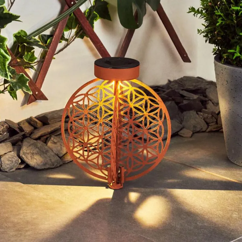 Luminaires Orientaux-hofstein lampe solaire Mésan LED Rouille, Noir, 1 lumière