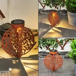 Luminaires Orientaux-hofstein lampe solaire Mésan LED Rouille, Noir, 1 lumière