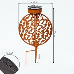 Luminaires Orientaux-hofstein lampe solaire Mésan LED Rouille, Noir, 1 lumière