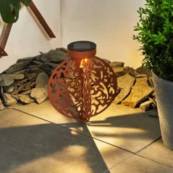 Luminaires Orientaux-hofstein lampe solaire Mésan LED Rouille, Noir, 1 lumière