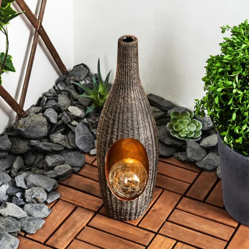 Luminaires Orientaux-hofstein lampe solaire Otterstad LED Brun, Or, 1 lumière