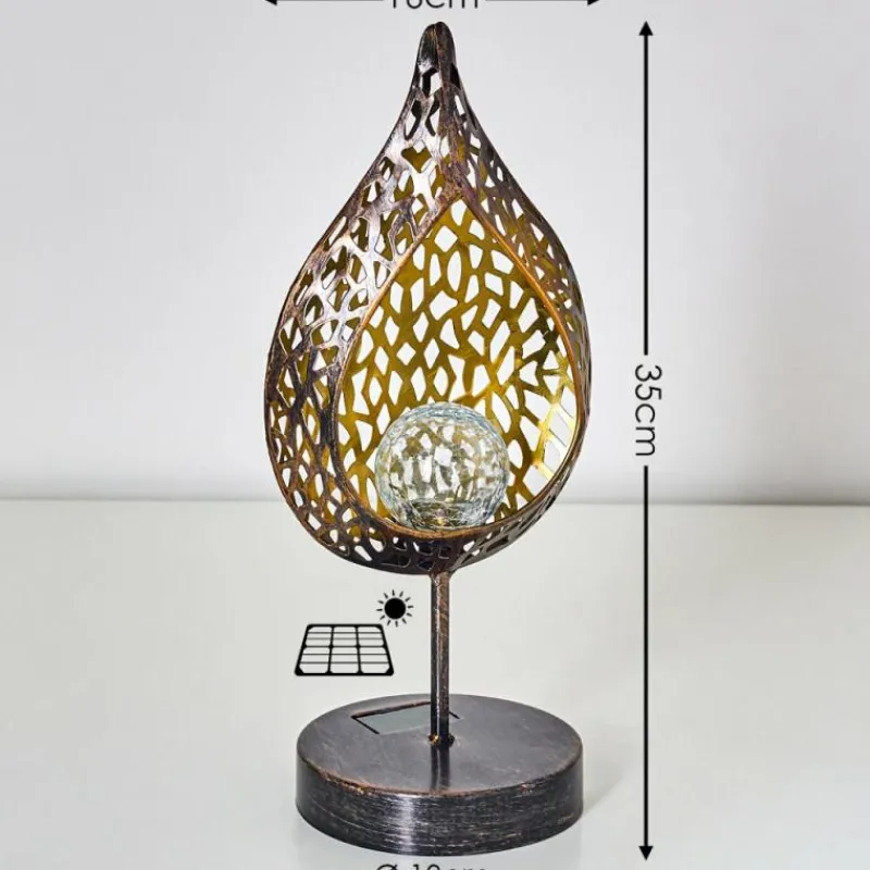 Luminaires Rustiques-hofstein lampe solaire Protaras LED Noir doré, 1 lumière