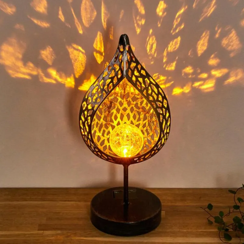 Luminaires Rustiques-hofstein lampe solaire Protaras LED Noir doré, 1 lumière