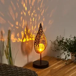 Luminaires Rustiques-hofstein lampe solaire Protaras LED Noir doré, 1 lumière