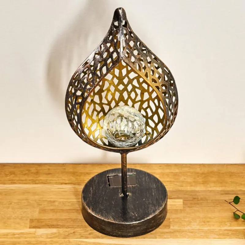 Luminaires Rustiques-hofstein lampe solaire Protaras LED Noir doré, 1 lumière