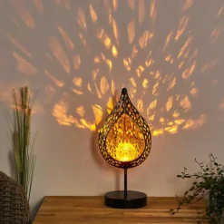 Luminaires Rustiques-hofstein lampe solaire Protaras LED Noir doré, 1 lumière