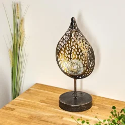 Luminaires Rustiques-hofstein lampe solaire Protaras LED Noir doré, 1 lumière