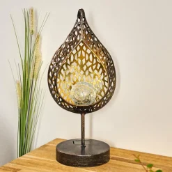 Luminaires Rustiques-hofstein lampe solaire Protaras LED Noir doré, 1 lumière