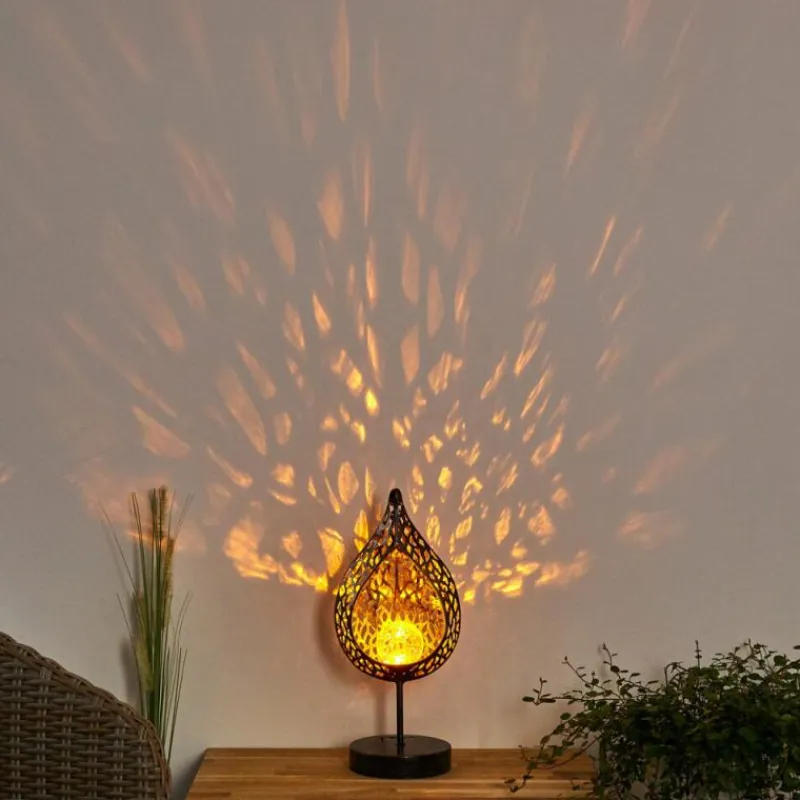 Luminaires Rustiques-hofstein lampe solaire Protaras LED Noir doré, 1 lumière