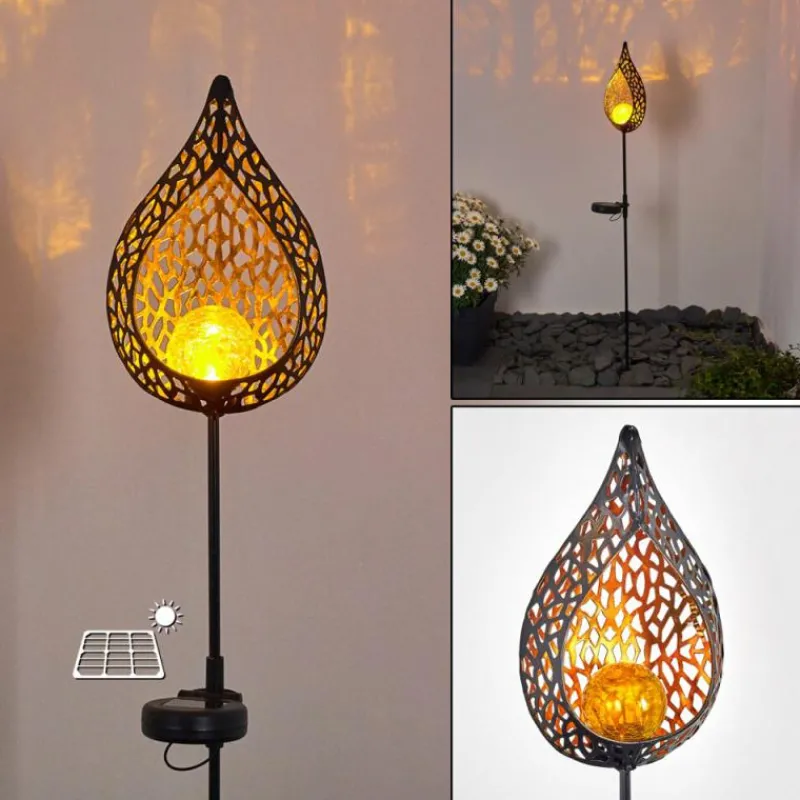 Luminaires Rustiques-hofstein lampe solaire Protaras LED Cuivre, Noir, 1 lumière