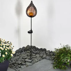 Luminaires Rustiques-hofstein lampe solaire Protaras LED Cuivre, Noir, 1 lumière