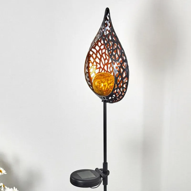 Luminaires Rustiques-hofstein lampe solaire Protaras LED Cuivre, Noir, 1 lumière