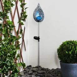 Luminaires Rustiques-hofstein lampe solaire Rovinj LED Bleu, Argenté, 1 lumière