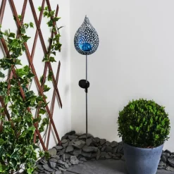 Luminaires Rustiques-hofstein lampe solaire Rovinj LED Bleu, Argenté, 1 lumière