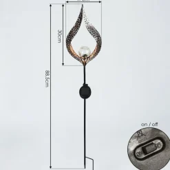 Luminaires Orientaux-hofstein lampe solaire Rovinj LED Cuivre, Noir, 1 lumière