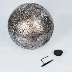 Luminaires Orientaux-hofstein lampe solaire Samoao LED Cuivre, Noir, Argenté, 1 lumière