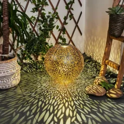 Luminaires Orientaux-hofstein lampe solaire Samoao LED Cuivre, Noir, Argenté, 1 lumière