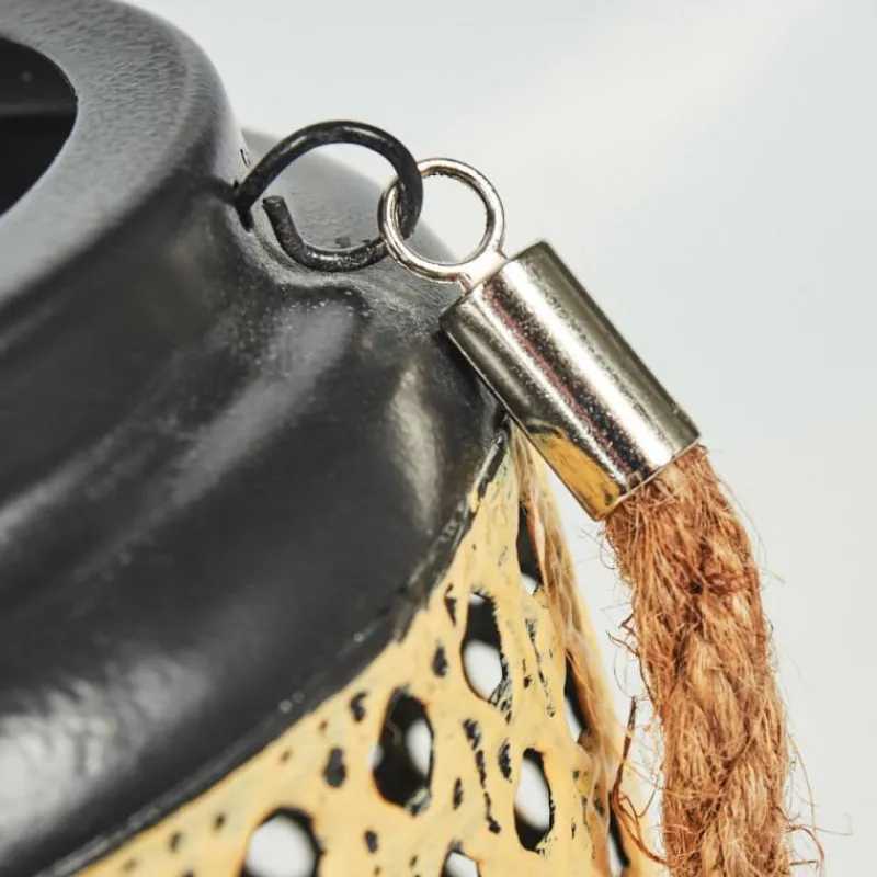 Style Boho-Chic-hofstein lampe solaire Sessivi LED Brun, Bois clair, Noir, 1 lumière