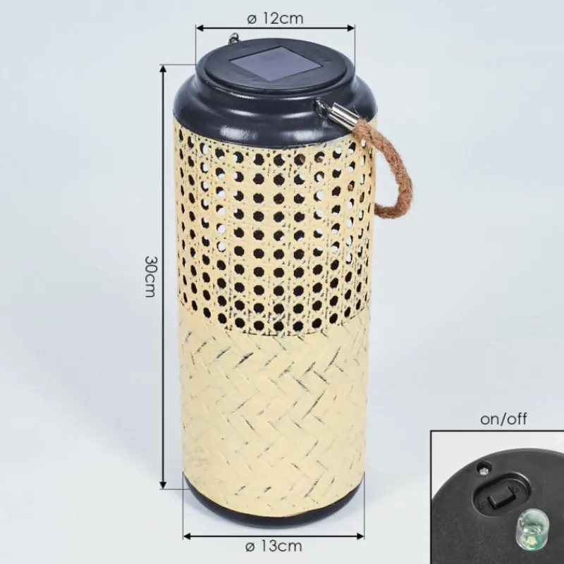 Style Boho-Chic-hofstein lampe solaire Sessivi LED Brun, Bois clair, Noir, 1 lumière