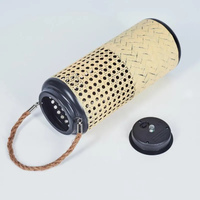 Style Boho-Chic-hofstein lampe solaire Sessivi LED Brun, Bois clair, Noir, 1 lumière