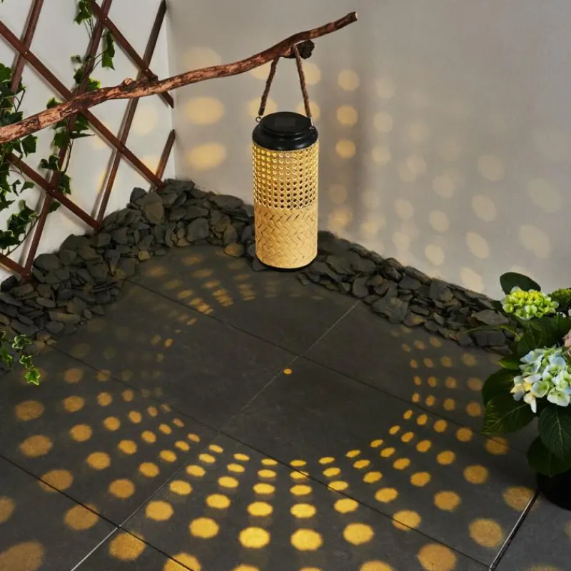 Style Boho-Chic-hofstein lampe solaire Sessivi LED Brun, Bois clair, Noir, 1 lumière