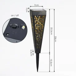 Luminaires Orientaux-hofstein lampe solaire Staranzano LED Jaune, Noir, 1 lumière