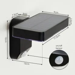 hofstein Lampe solaires Bondarp LED Noir, 1 lumière, Détecteur de mouvement