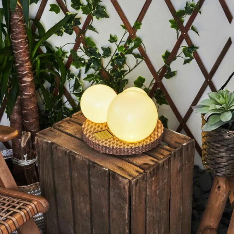 Lampes À Boules-hofstein Lampe solaires Centrache LED Brun, 3 lumières