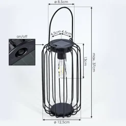 Style Boho-Chic-hofstein Lampe solaires Klovsta LED Noir, 1 lumière