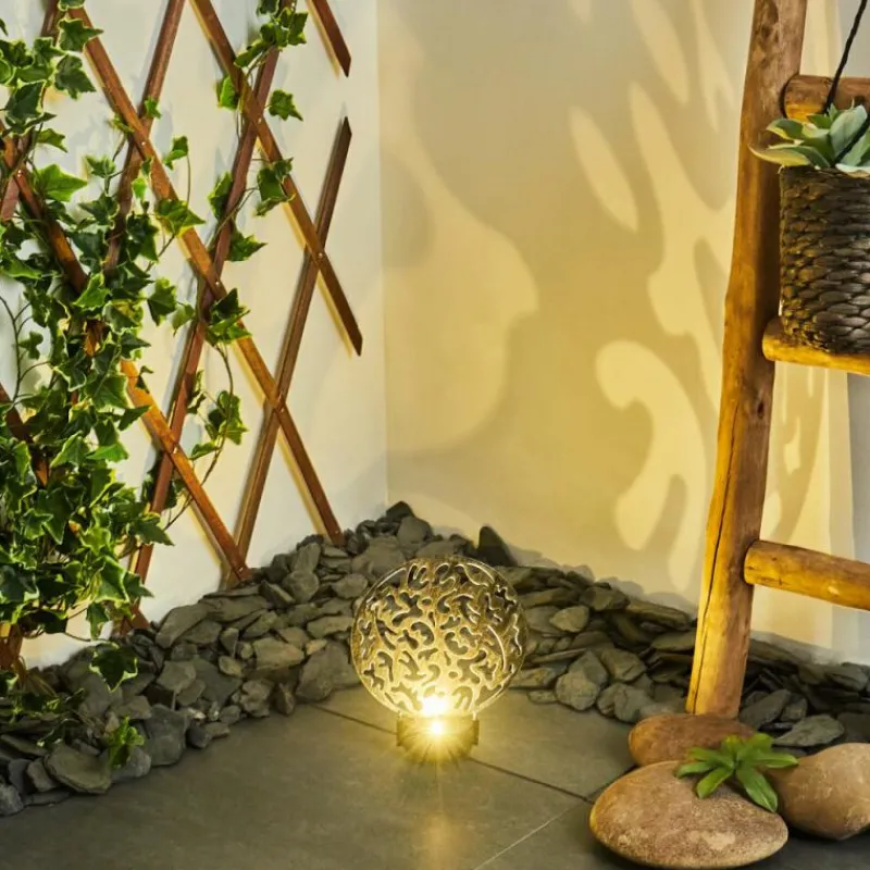 Luminaires Orientaux-hofstein Lampe solaires Kupa LED Noir, Argenté, 2 lumières