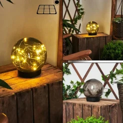 Suspension Verre Fumé-hofstein Lampe solaires Pollenca LED Noir, 20 lumières