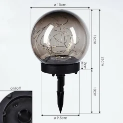 Suspension Verre Fumé-hofstein Lampe solaires Pollenca LED Noir, 20 lumières