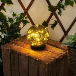 Suspension Verre Fumé-hofstein Lampe solaires Pollenca LED Noir, 20 lumières