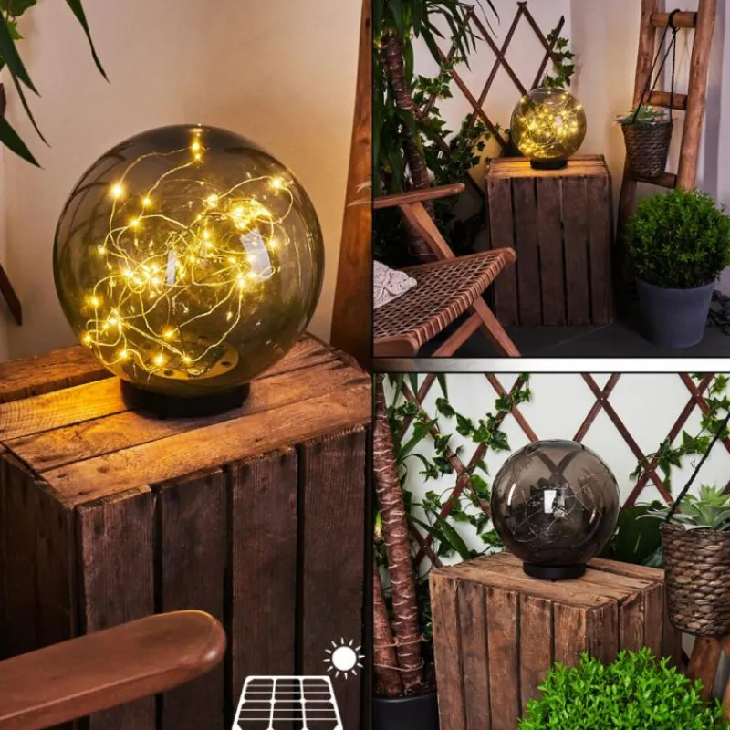Suspension Verre Fumé-hofstein Lampe solaires Pollenca LED Noir, 40 lumières