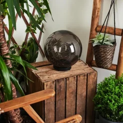 Suspension Verre Fumé-hofstein Lampe solaires Pollenca LED Noir, 40 lumières