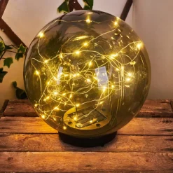 Suspension Verre Fumé-hofstein Lampe solaires Pollenca LED Noir, 40 lumières