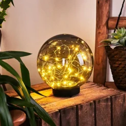 Suspension Verre Fumé-hofstein Lampe solaires Pollenca LED Noir, 30 lumières