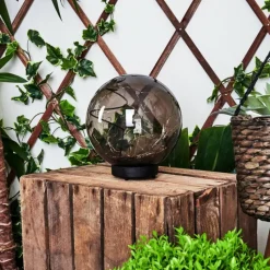 Suspension Verre Fumé-hofstein Lampe solaires Pollenca LED Noir, 30 lumières