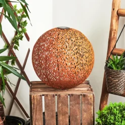 Luminaires Orientaux-hofstein Lampe solaires Samoao LED Rouille, Noir, 1 lumière