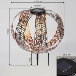 Luminaires Orientaux-hofstein Lampe solaires Wasalea LED Bronze, Noir, Argenté, 1 lumière