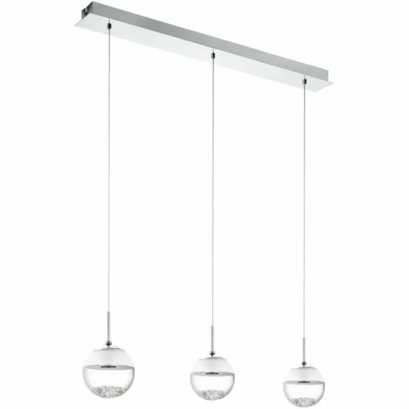 Luminaires Scandinaves-Luminaires Eglo Lampe suspendue Eglo MONTEFIO 1 LED Chrome, Aspect cristal, 3 lumières