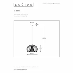 Luminaires Lucide Lampe suspendue Lucide VINTI Noir, 1 lumière* Suspensions