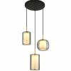 Suspension Verre Fumé-Luminaires Globo Lighting Lampigna Suspension LED Laiton, Noir, 1 lumière