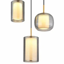 Suspension Verre Fumé-Luminaires Globo Lighting Lampigna Suspension LED Laiton, Noir, 1 lumière