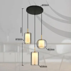 Suspension Verre Fumé-Luminaires Globo Lighting Lampigna Suspension LED Laiton, Noir, 1 lumière